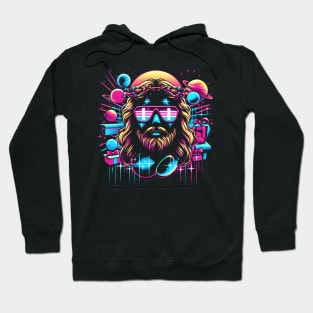 COOL SUNGLASS JESUS PLANETS RETRO 80'S NEON VIBE Hoodie